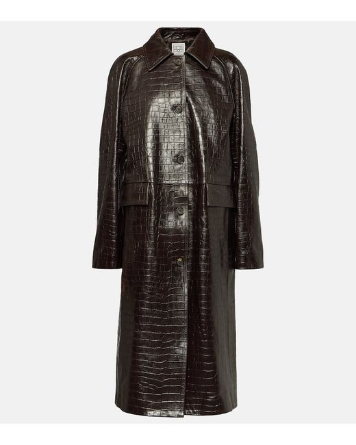 Totême Croc-effect leather coat
