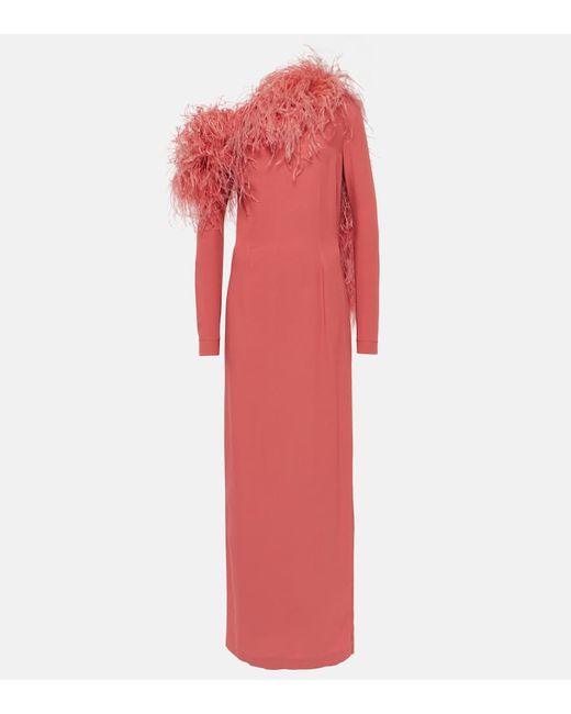 Taller Marmo Garbo feather-trimmed gown