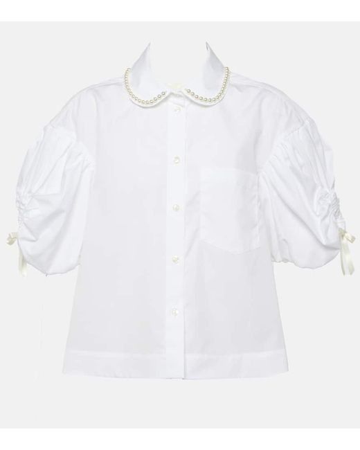 Simone Rocha Embellished cotton poplin shirt