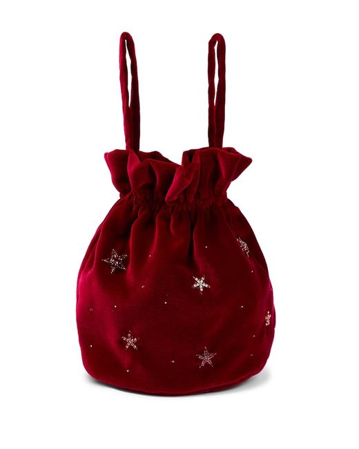 Il Gufo Embellished velvet bucket bag