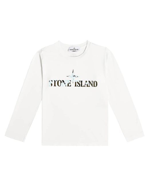Stone Island Junior Printed cotton long-sleeve T-shirt