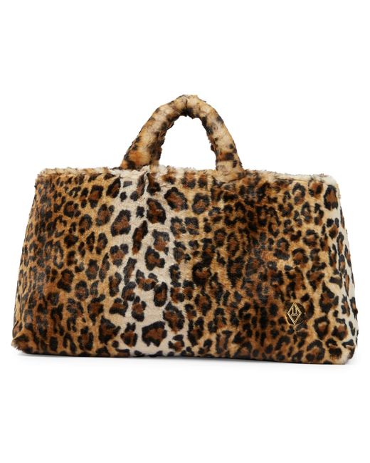 The Animals Observatory Leopard faux fur tote bag
