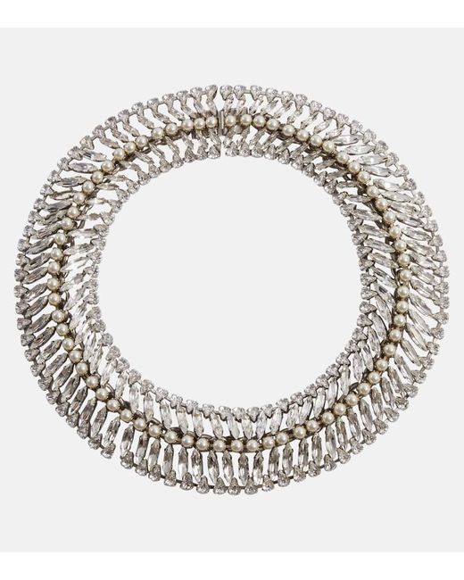 Saint Laurent Faux pearl and crystal-embellished necklace