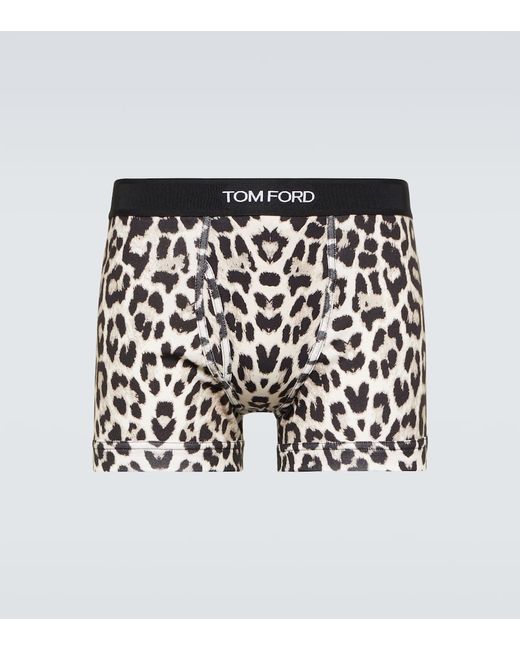 Tom Ford Leopard-print cotton-blend boxer briefs