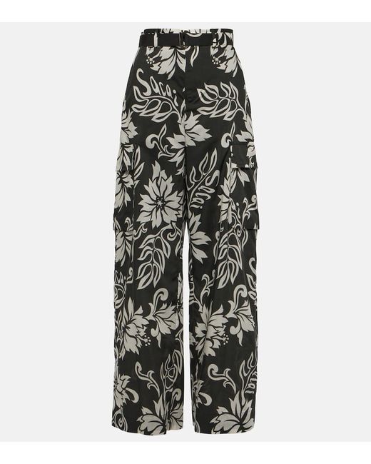 Sacai High-rise floral wide-leg pants