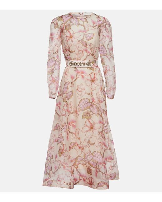 Zimmermann Matchmaker floral linen and silk midi dress