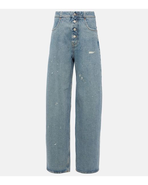 Mm6 Maison Margiela Distressed high-rise straight jeans