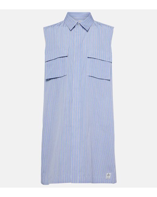Sacai Striped cotton poplin shirt dress