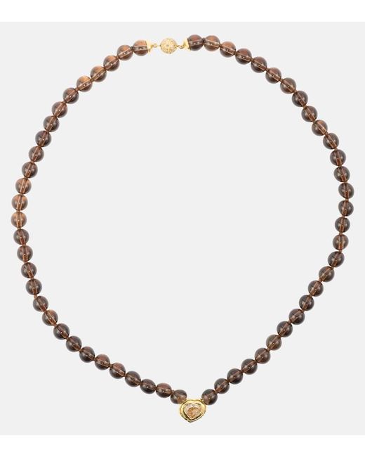 Octavia Elizabeth 18kt chain necklace with diamonds and quartz