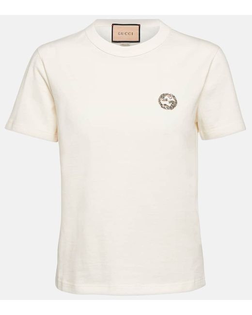 Gucci Embellished cotton jersey T-shirt