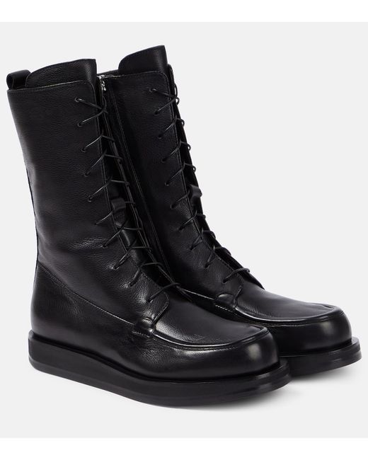 The Row Patty leather combat boots
