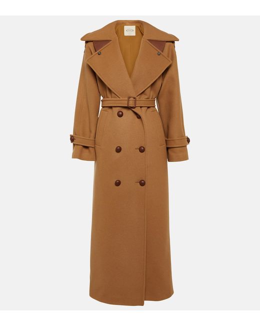 Tod's Leather-trimmed wool coat