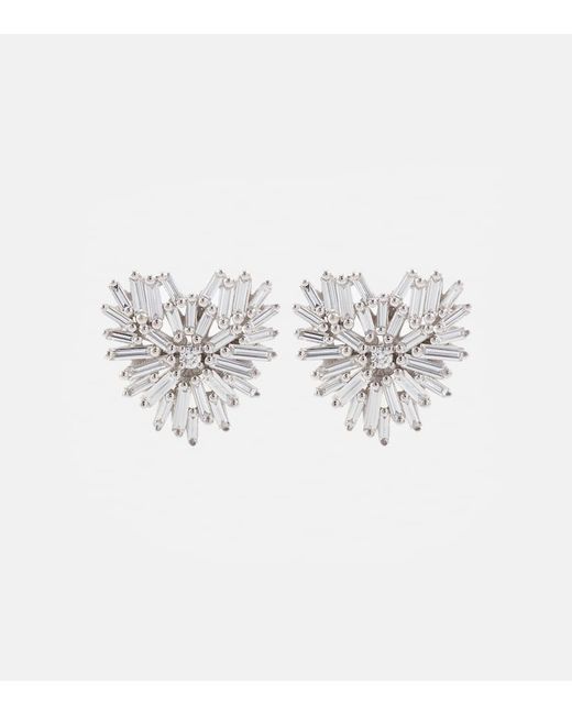 Suzanne Kalan Heart 18kt gold earrings with diamonds