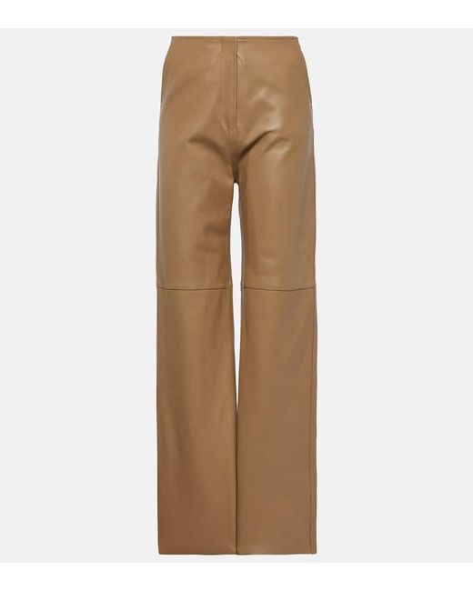 Totême High-rise leather straight pants