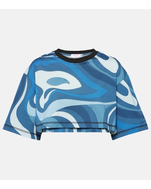 Pucci Printed cotton jersey crop top