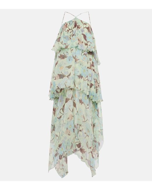 Stella McCartney Tiered printed silk maxi dress