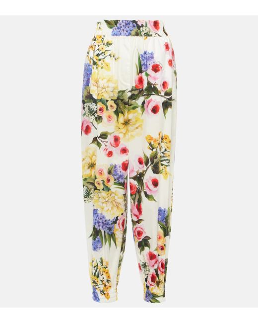 Dolce & Gabbana Floral cotton poplin tapered pants
