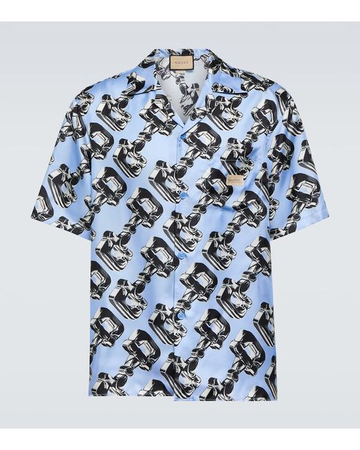 Gucci Horsebit printed silk bowling shirt