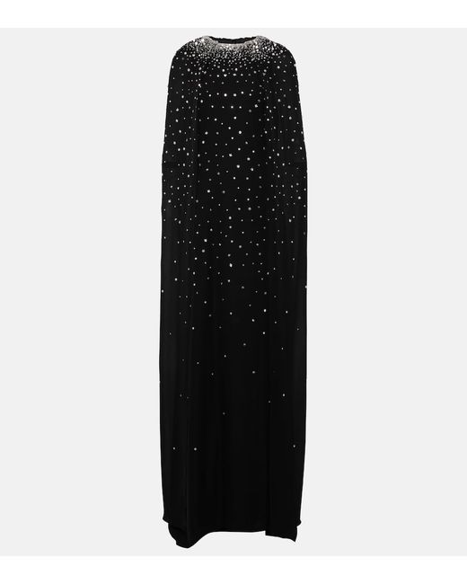 Monique Lhuillier Caped crystal-embellished silk gown