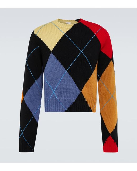 Loewe Cropped argyle cashmere sweater