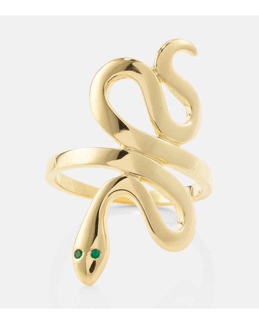 Ileana Makri 18kt gold ring with emeralds