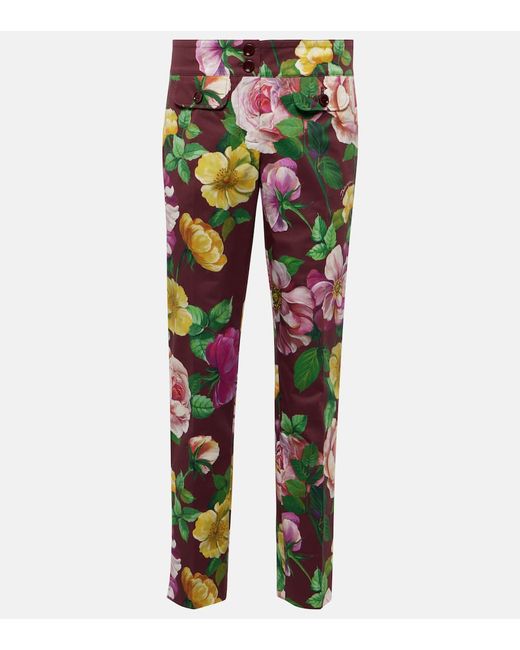Dolce & Gabbana Floral low-rise cotton-blend pants