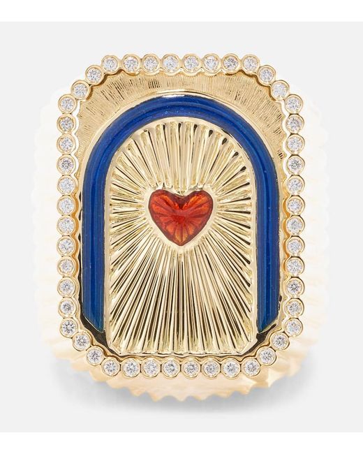 Marie Lichtenberg Heart Mini Scap 18kt ring with diamonds