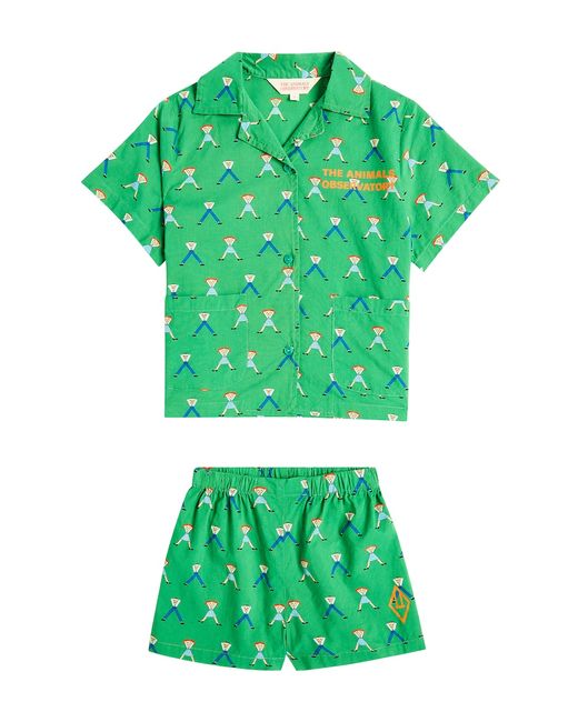The Animals Observatory Magpie cotton shirt and shorts set