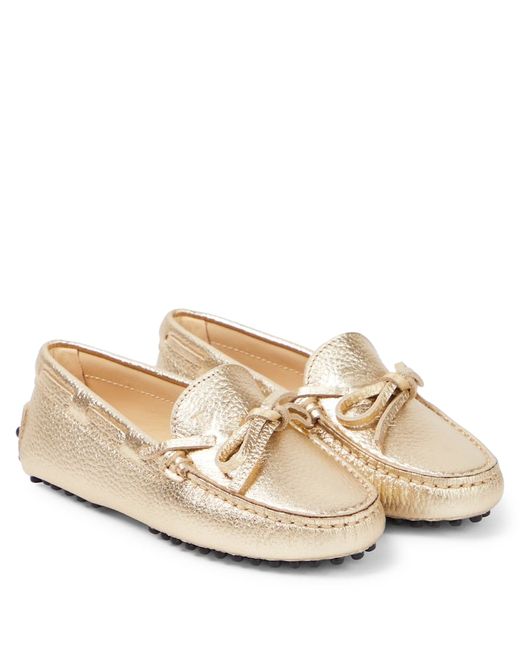 Tod'S Junior Gommino metallic leather loafers