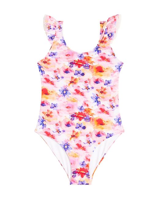 Il Gufo Ruffled floral swimsuit