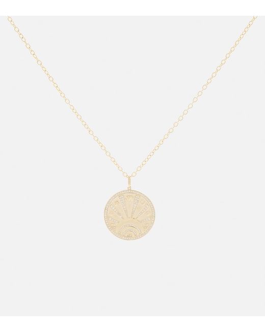 Sydney Evan Luck Coin 14kt necklace with diamonds