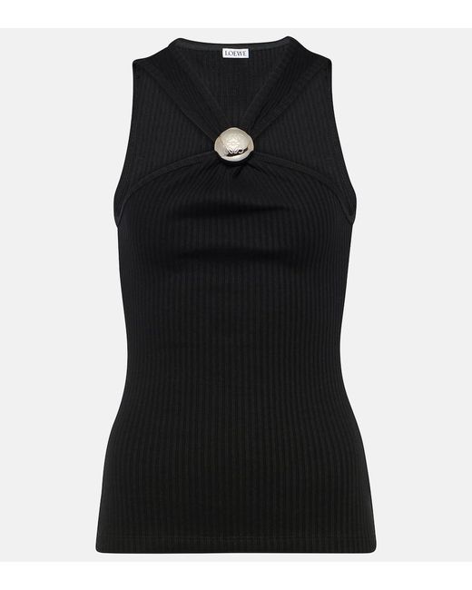 Loewe Pebble ribbed-knit cotton jersey top