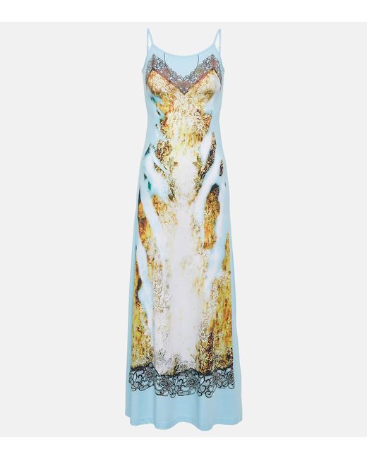 Y / Project Printed lace-detail maxi dress