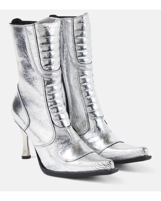 Vetements Metallic leather ankle boots