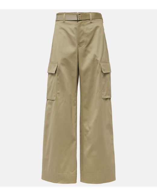 Sacai High-rise cotton gabardine straight pants