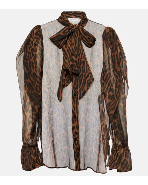 Nina Ricci Tie-neck leopard-print silk shirt