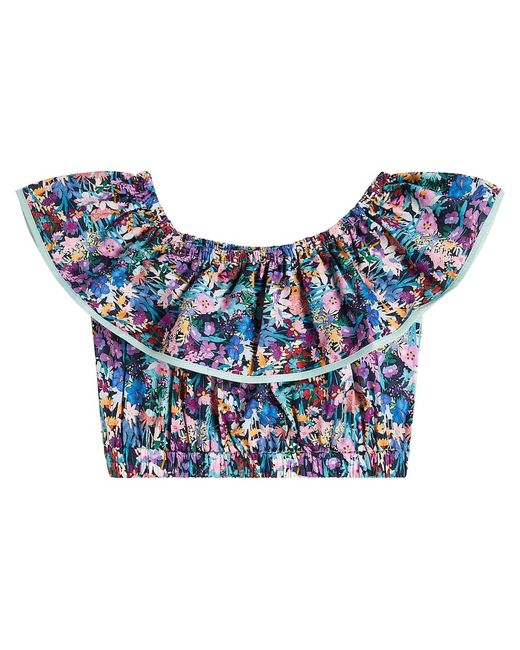 Paade Mode Ruffled floral cotton crop top