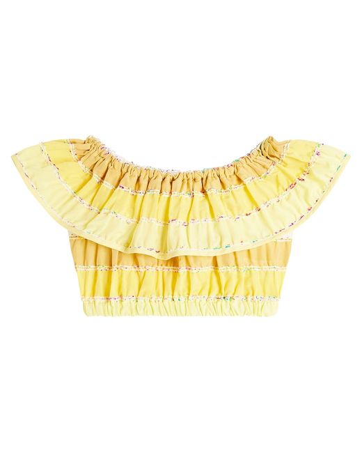 Paade Mode Striped ruffled cotton crop top
