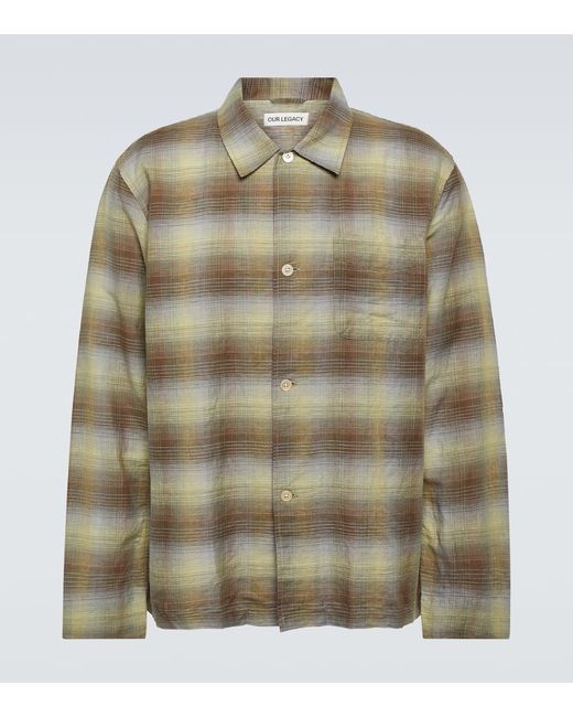 Our Legacy Box checked linen and cotton shirt