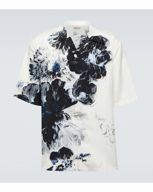 Alexander McQueen Dutch Flower silk bowling shirt