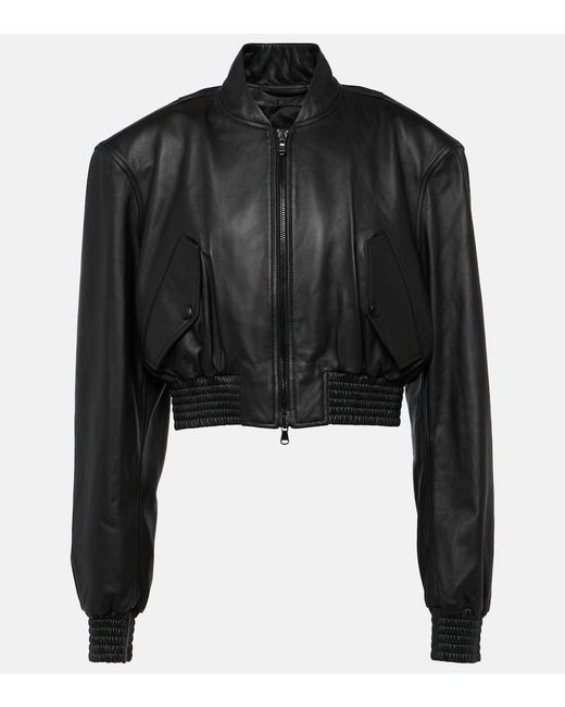 Wardrobe.Nyc Wardrobe. NYC Cropped leather bomber jacket