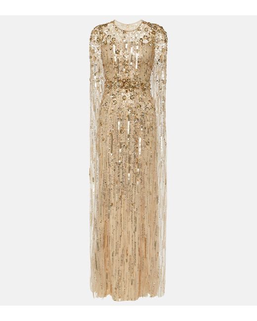 Jenny Packham Caped sequined gown
