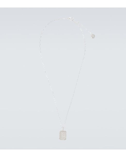 Shay 18kt white ID pendant necklace with pavé diamonds