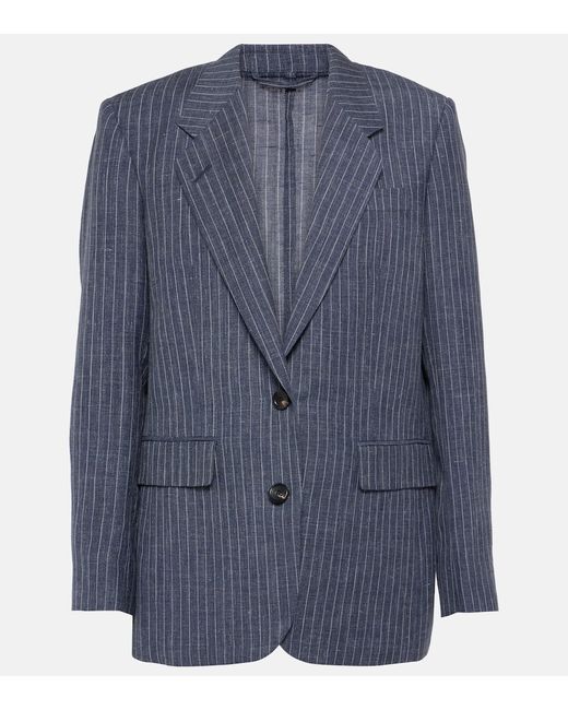 Loro Piana Belia pinstripe linen wool and silk jacket