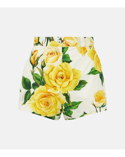 Dolce & Gabbana Floral high-rise cotton shorts