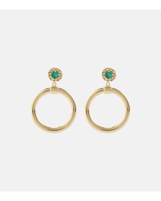 Ileana Makri Endless 18kt hoop earrings with diamonds and emeralds
