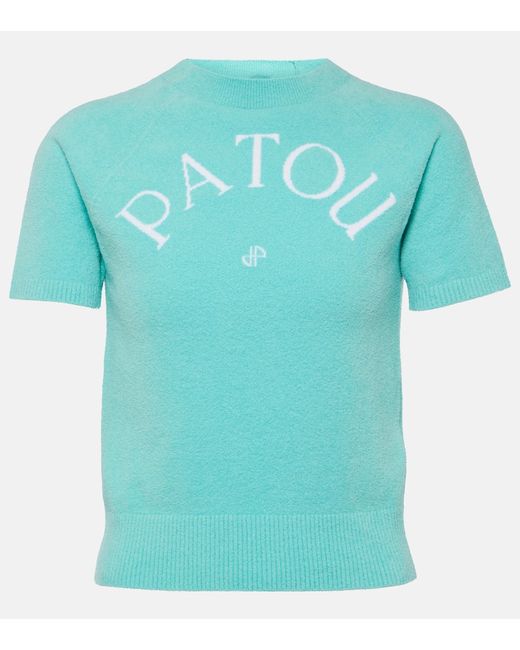 Patou Logo knitted cotton-blend T-shirt