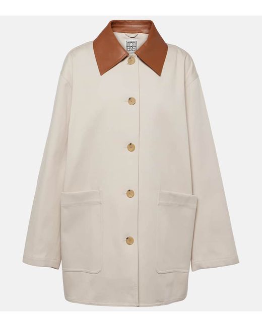 Totême Leather-trimmed cotton jacket