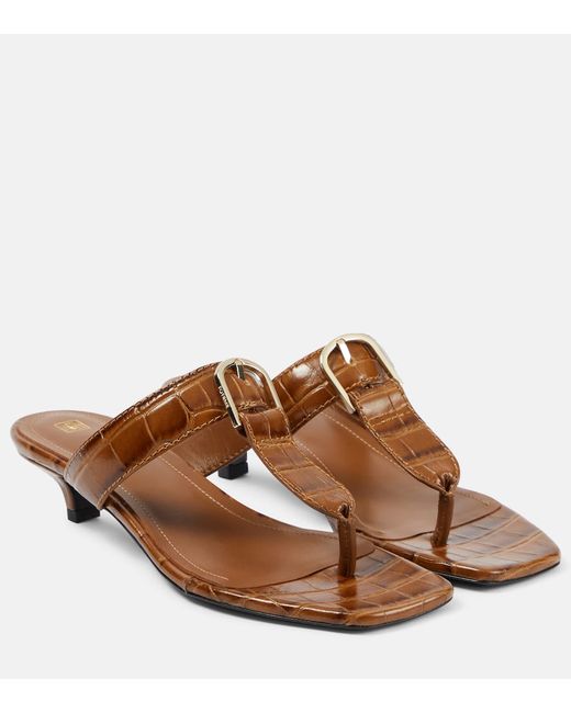 Totême Belted croc-effect leather thong sandals