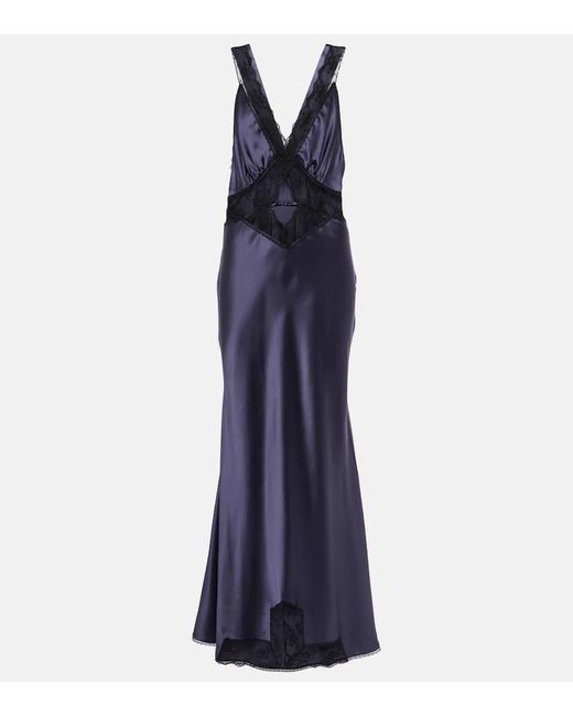 Sir. Aries lace-trimmed silk satin gown